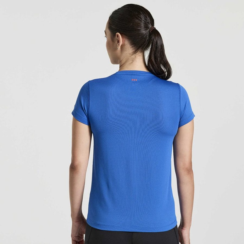 Women's Saucony Stopwatch Graphic Short Sleeve T Shirts Blue | UAE S45608-M51