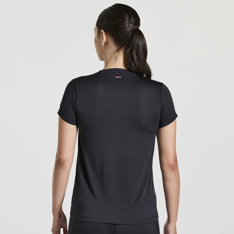 Women's Saucony Stopwatch Graphic Short Sleeve T Shirts Black | UAE S31970-D76