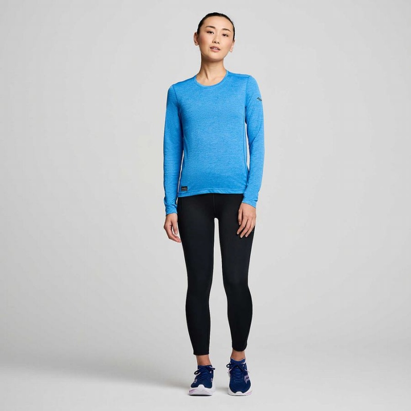 Women's Saucony Stopwatch Long Sleeve T Shirts Blue | UAE S54918-N85