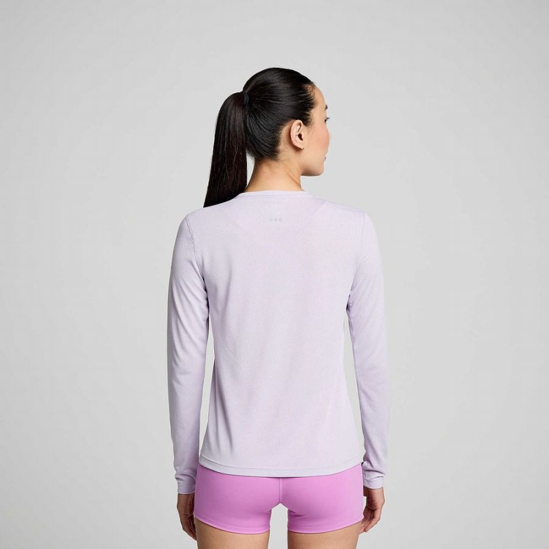 Women's Saucony Stopwatch Long Sleeve T Shirts Purple | UAE S46259-D40