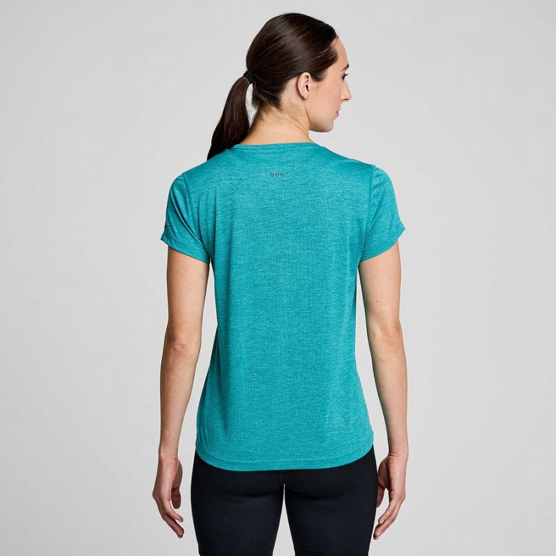 Women's Saucony Stopwatch Short Sleeve T Shirts Turquoise | UAE S29186-A86