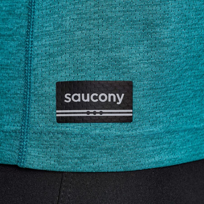 Women's Saucony Stopwatch Short Sleeve T Shirts Turquoise | UAE S29186-A86