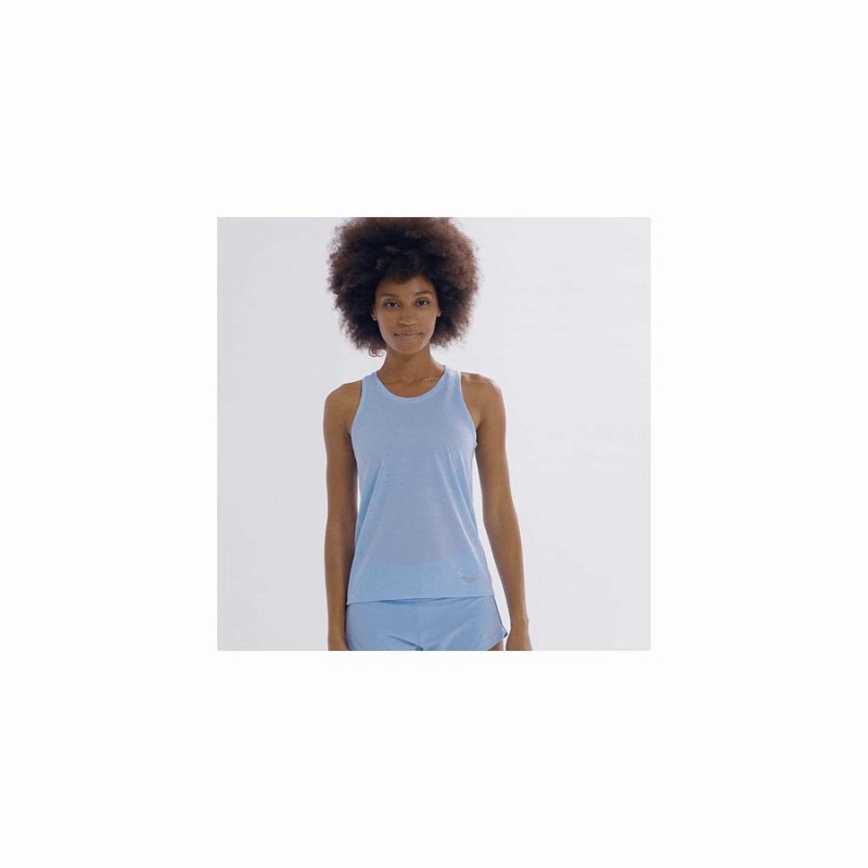 Women's Saucony Stopwatch Singlet Tank Top Blue | UAE S38697-Y54