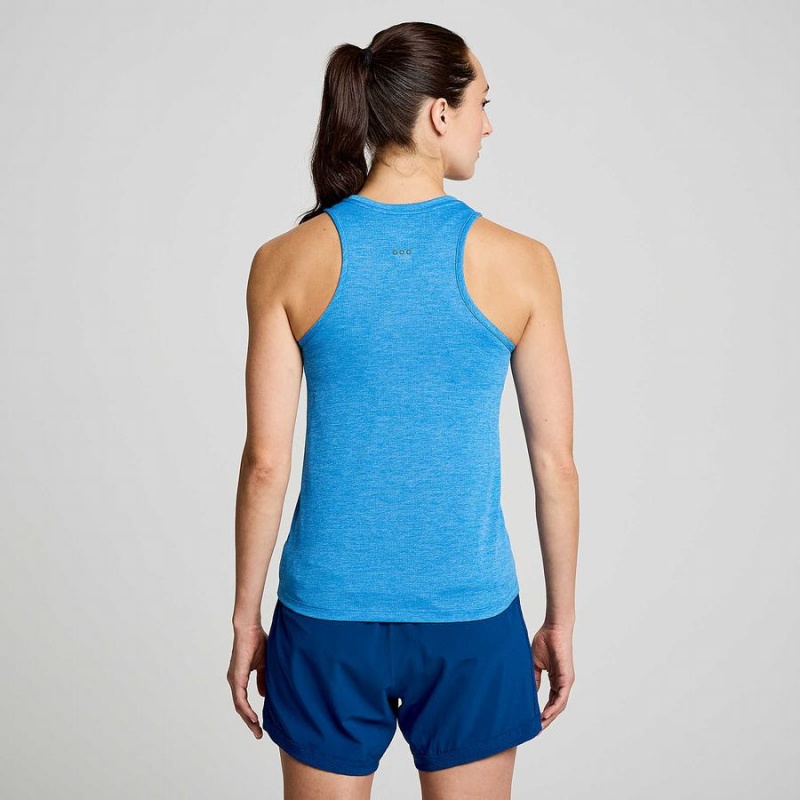 Women's Saucony Stopwatch Singlet Tank Top Blue | UAE S53694-W98