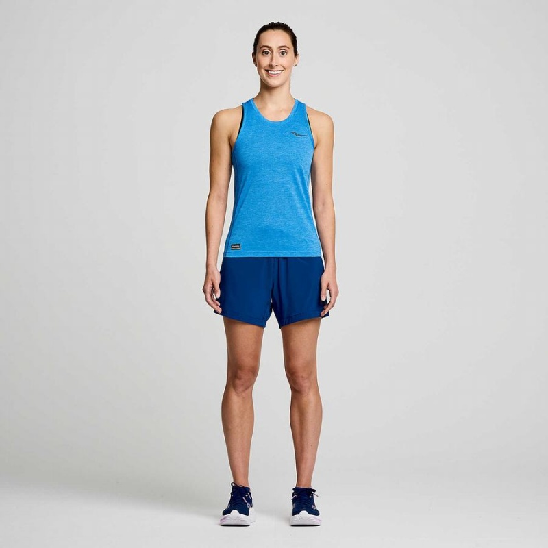 Women's Saucony Stopwatch Singlet Tank Top Blue | UAE S53694-W98