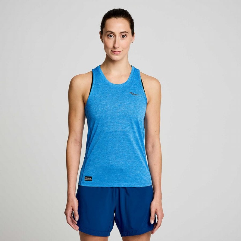 Women\'s Saucony Stopwatch Singlet Tank Top Blue | UAE S53694-W98