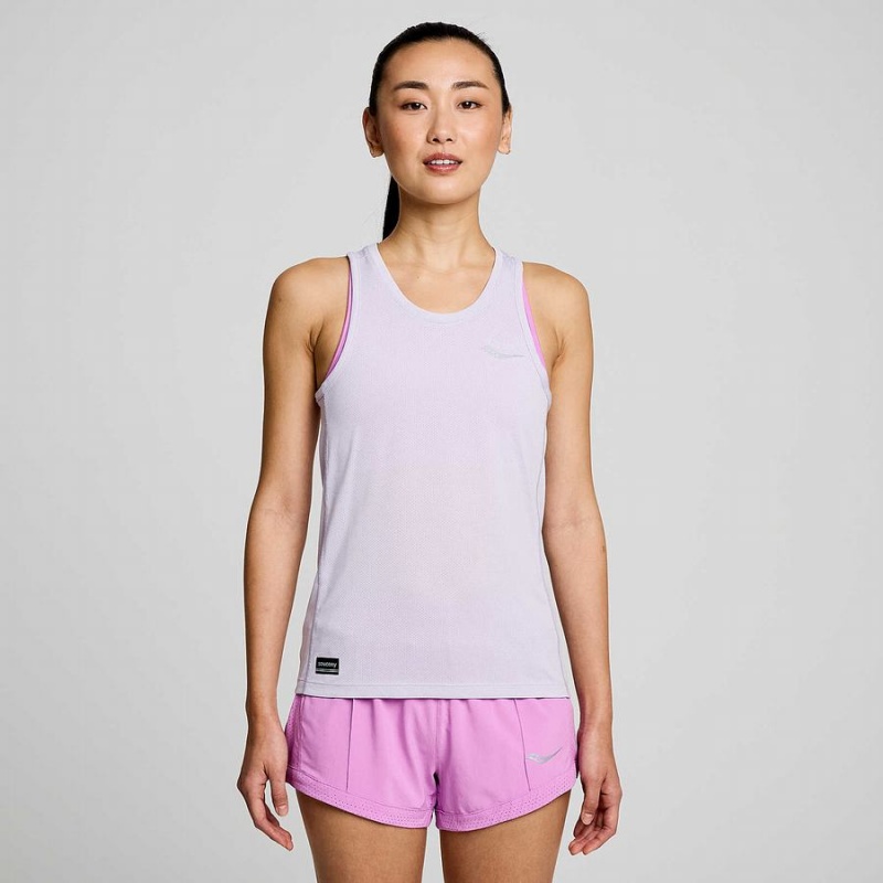 Women\'s Saucony Stopwatch Singlet Tank Top Purple | UAE S17930-R37