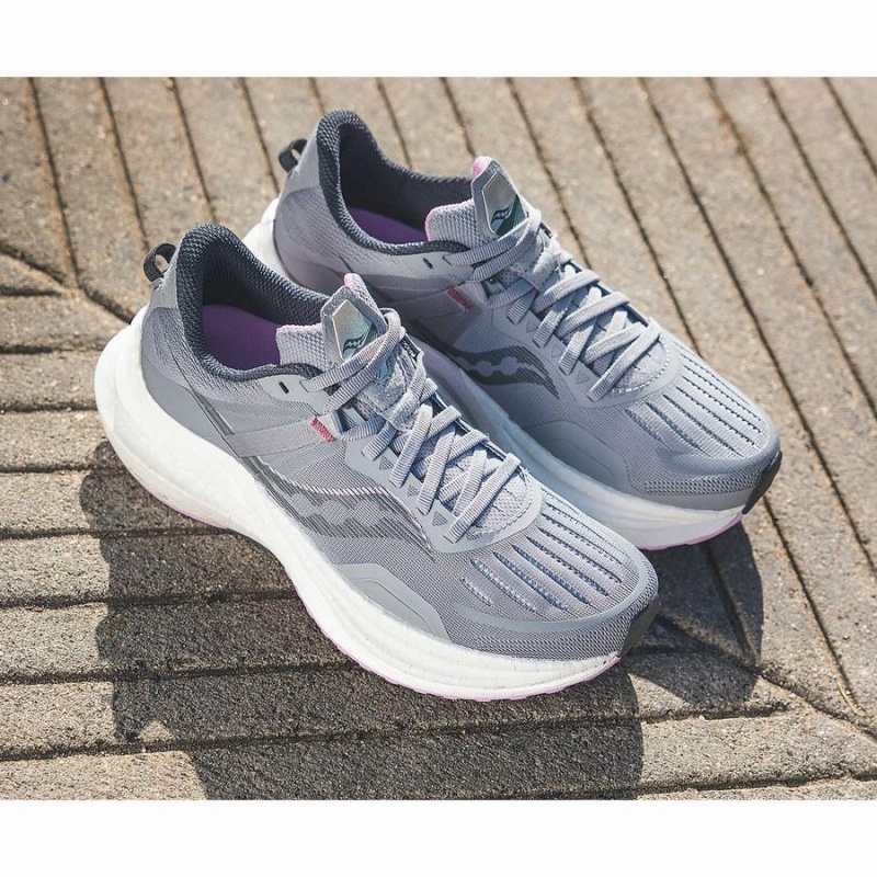 Women's Saucony Tempus Running Shoes Grey / Pink | UAE S15392-C92