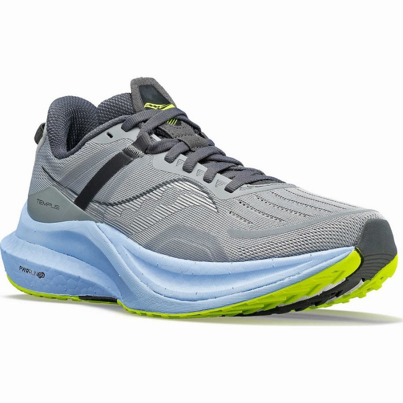 Women's Saucony Tempus Wide Running Shoes Grey / Blue | UAE S67201-M10