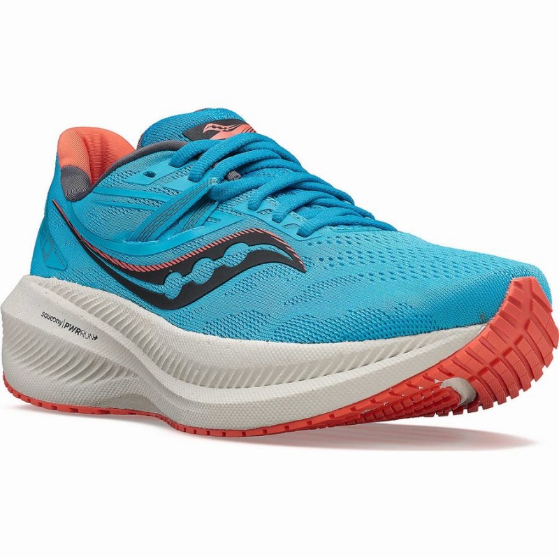 Women's Saucony Triumph 20 Running Shoes Blue / Coral | UAE S17362-C10