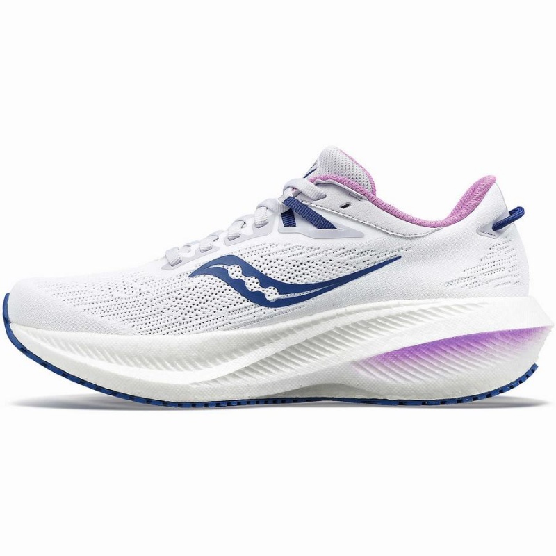 Women's Saucony Triumph 21 Running Shoes White / Indigo | UAE S96320-U08