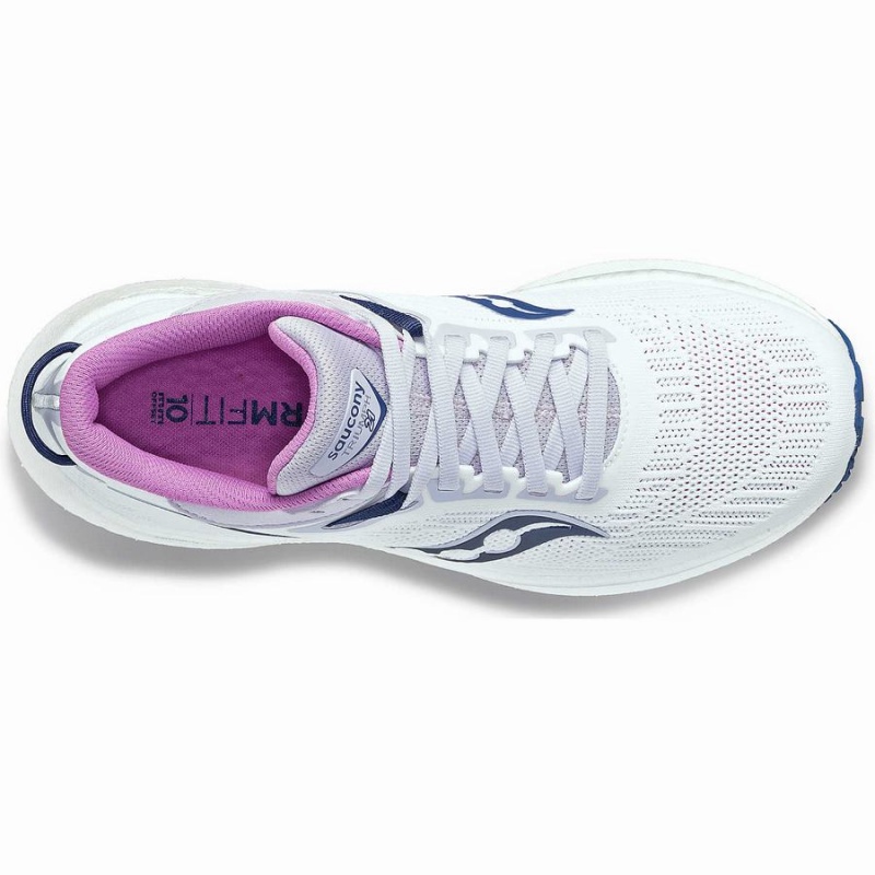 Women's Saucony Triumph 21 Running Shoes White / Indigo | UAE S96320-U08