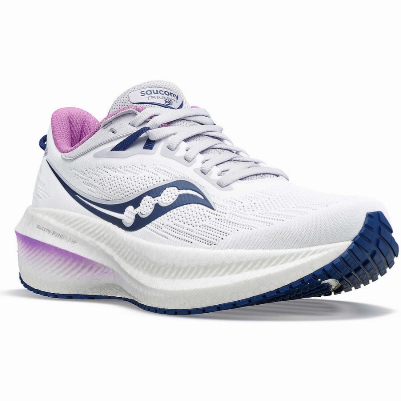 Women's Saucony Triumph 21 Running Shoes White / Indigo | UAE S96320-U08