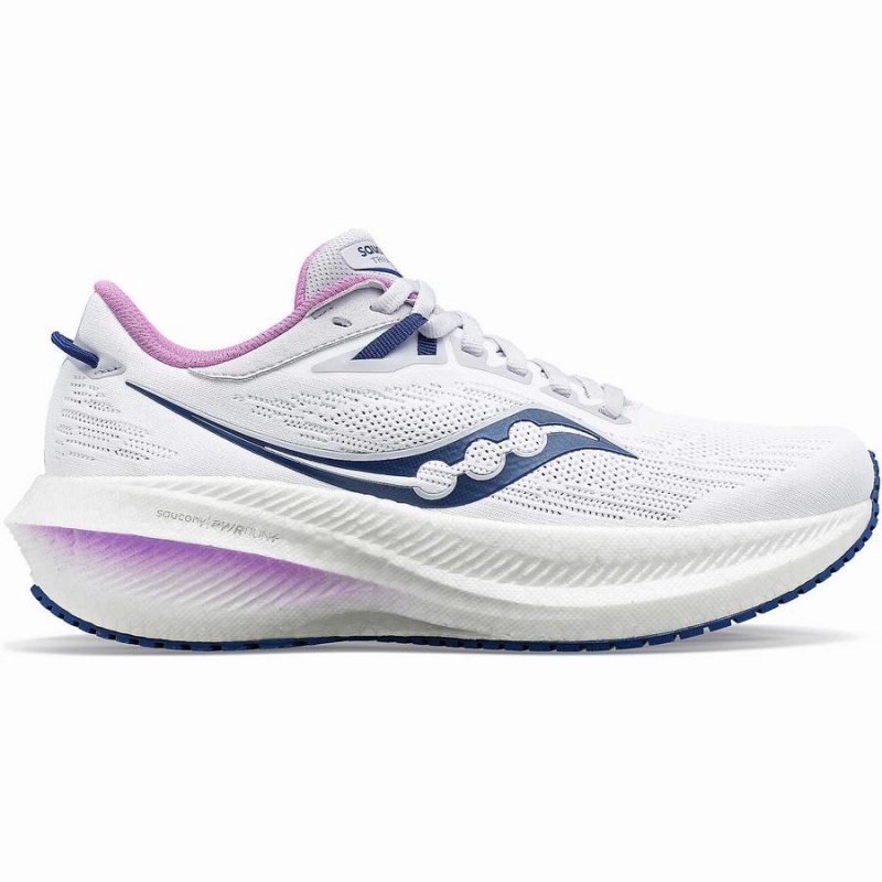 Women\'s Saucony Triumph 21 Running Shoes White / Indigo | UAE S96320-U08