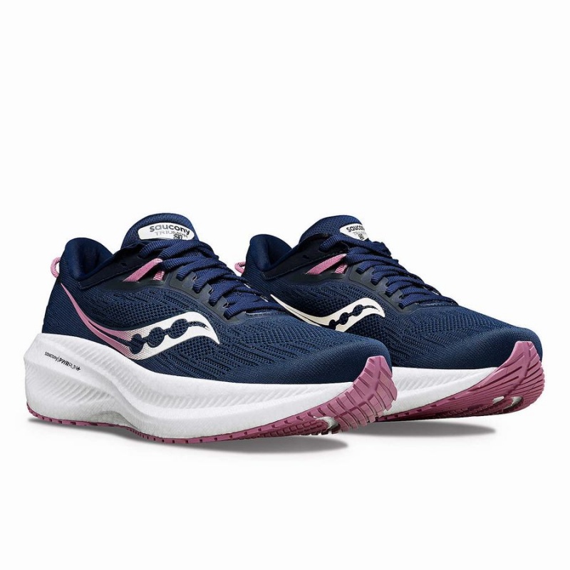 Women's Saucony Triumph 21 Running Shoes Navy / Purple | UAE S15907-Z13