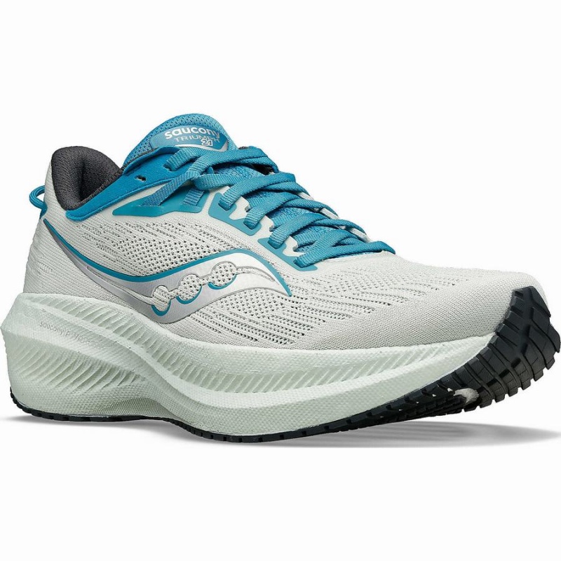 Women's Saucony Triumph 21 Running Shoes White / Blue | UAE S90362-X56