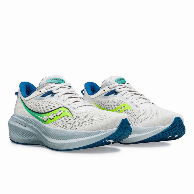 Women's Saucony Triumph 21 Running Shoes White / Mint | UAE S31547-M60