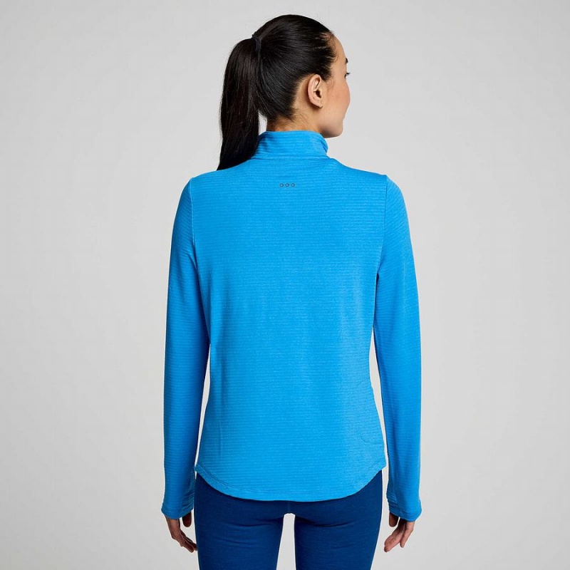 Women's Saucony Triumph 3D 1/2 Zip Tops Blue | UAE S70659-Y25