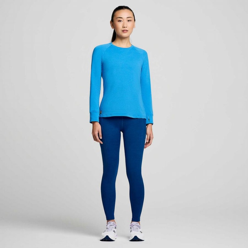 Women's Saucony Triumph 3D Crew T Shirts Blue | UAE S56820-J46