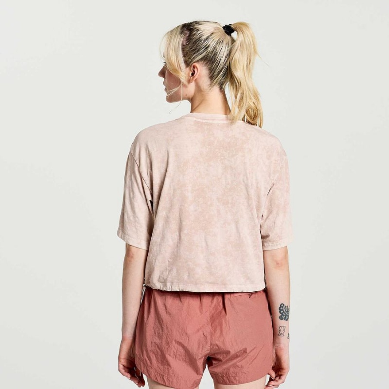 Women's Saucony Unwind Crop Short Sleeve T Shirts Rose | UAE S15384-K87