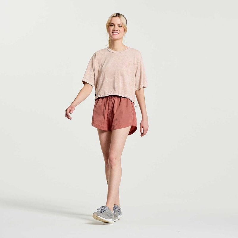 Women's Saucony Unwind Crop Short Sleeve T Shirts Rose | UAE S15384-K87