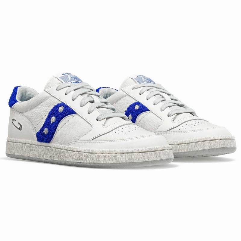 Women's Saucony X Maybe Tomorrow Jazz Court Varsity Sneakers White / Blue | UAE S71963-K93